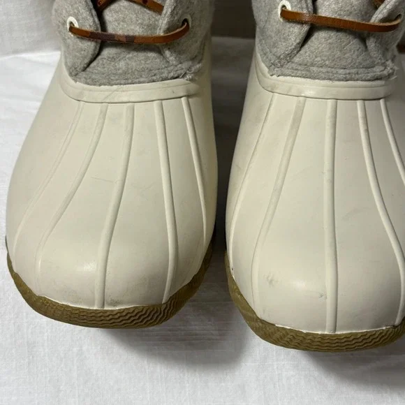 Sperry Saltwater Duck Boots Women's 8.5 Cream Tan Wool Lined Waterproof STS84213 - Picture 3 of 11
